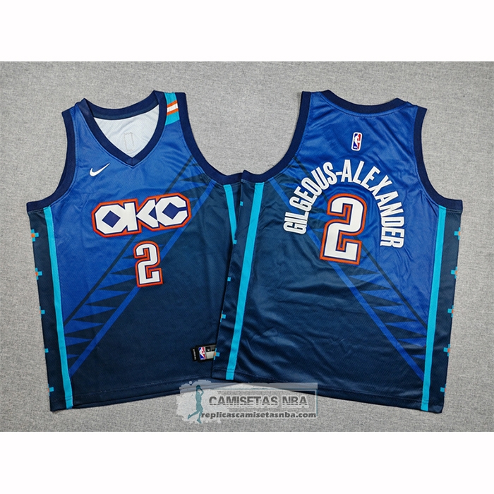 Camiseta Nino Oklahoma City Thunder Shai Gilgeous Alexander NO 2 Ciudad 2025-26 Azul